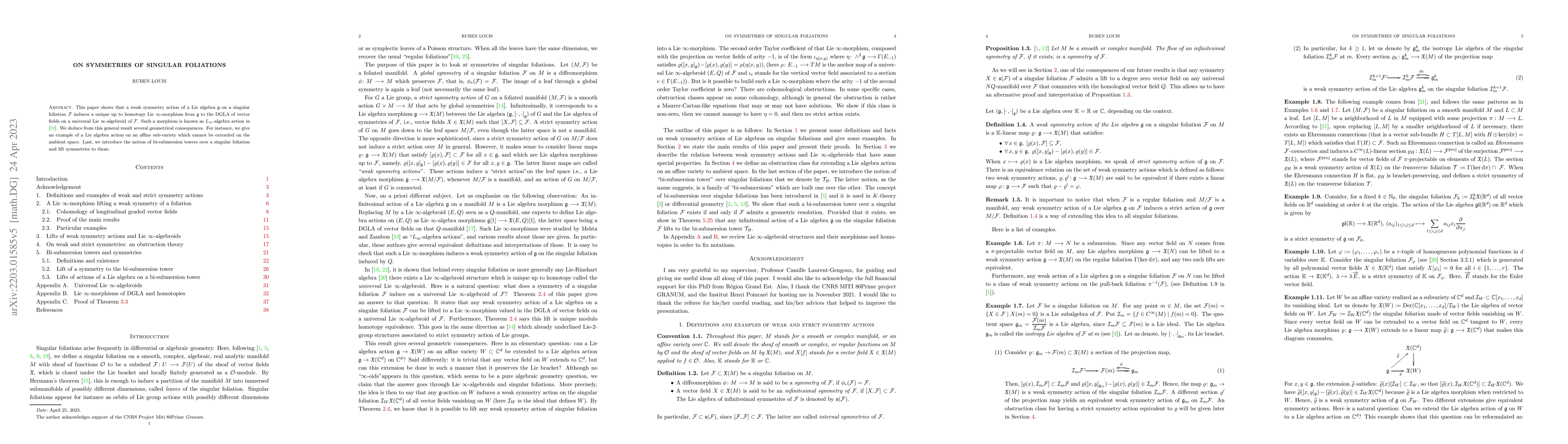 Thumbnail for On symmetries of singular foliations