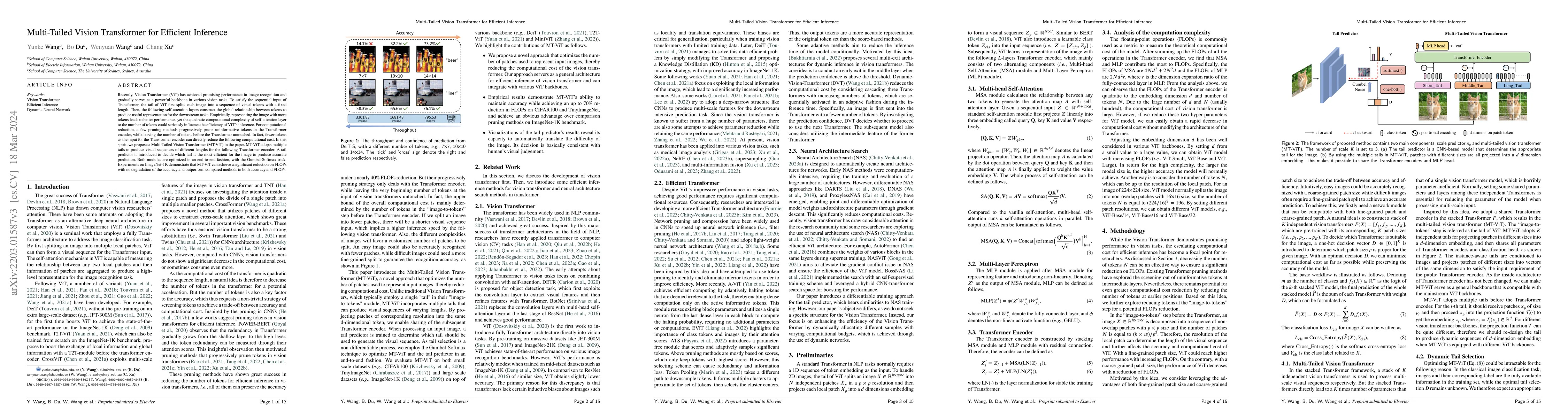 Thumbnail for Multi-Tailed Vision Transformer for Efficient Inference