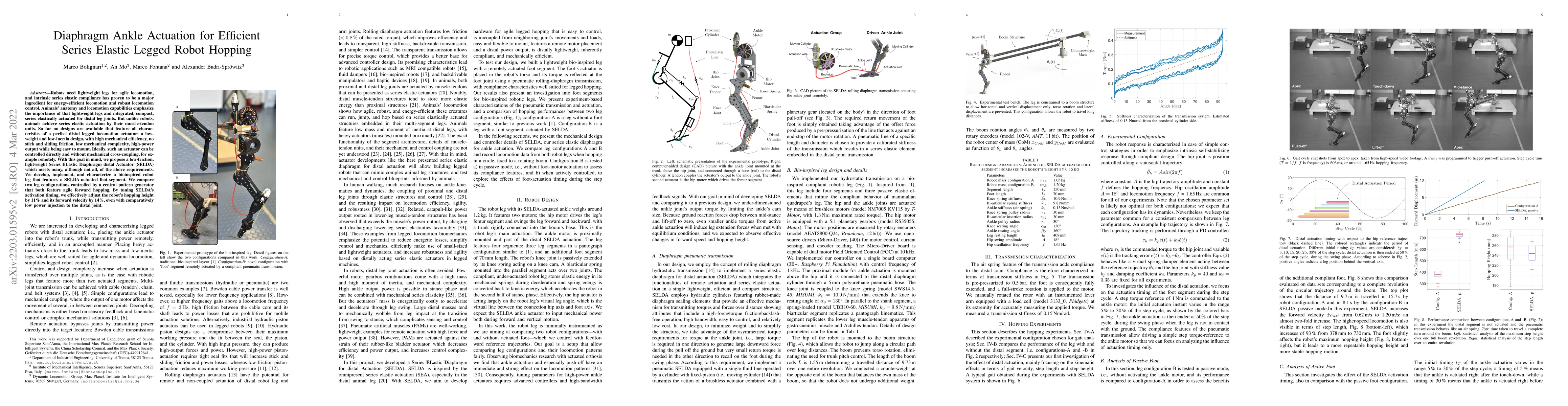 Thumbnail for Diaphragm Ankle Actuation for Efficient Series Elastic Legged Robot
  Hopping