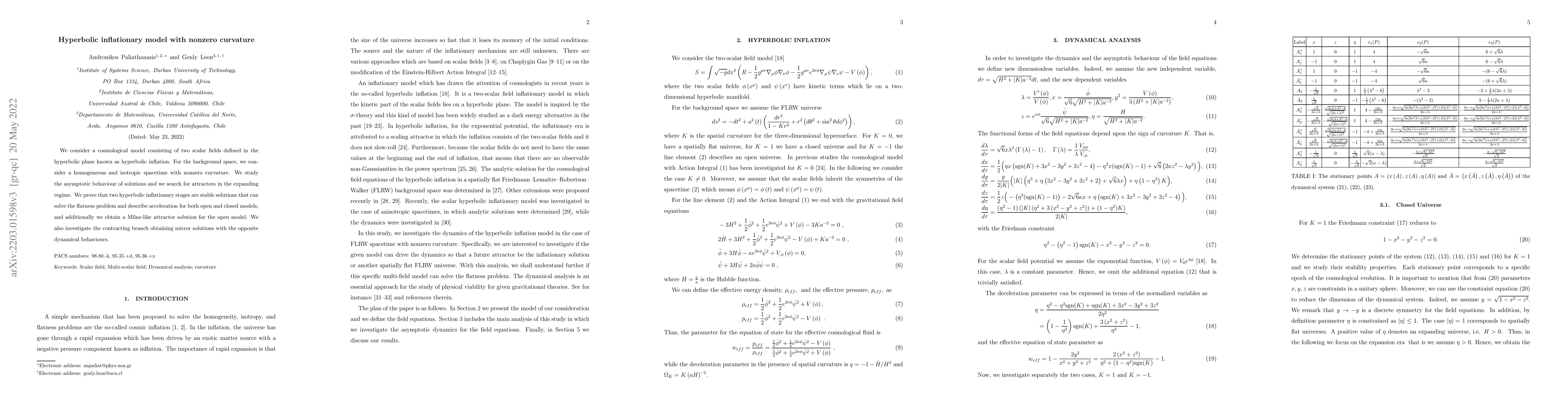 Thumbnail for Hyperbolic inflationary model with nonzero curvature