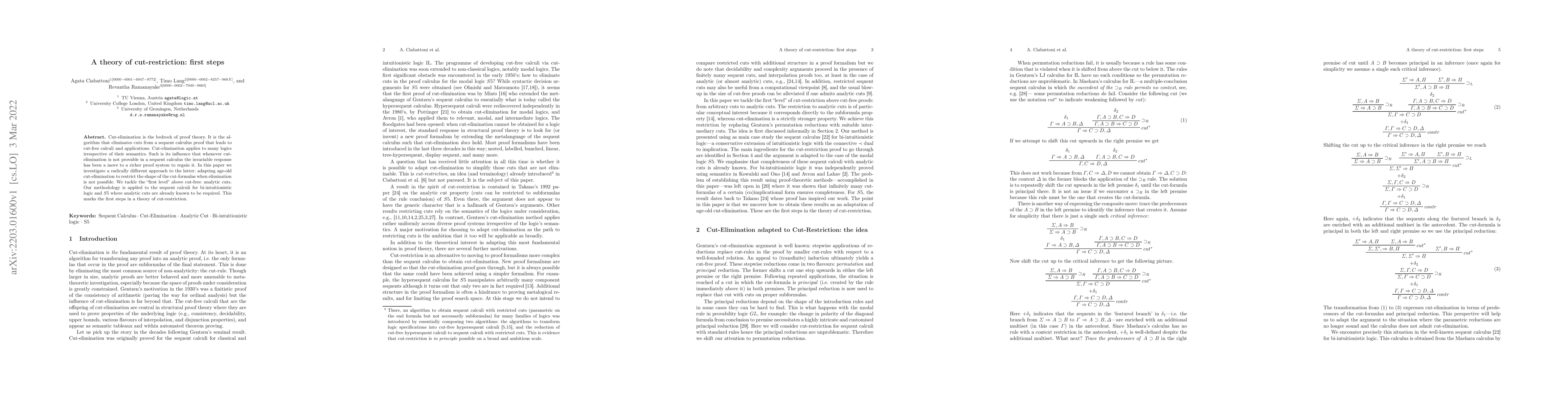 Thumbnail for A theory of cut-restriction: first steps