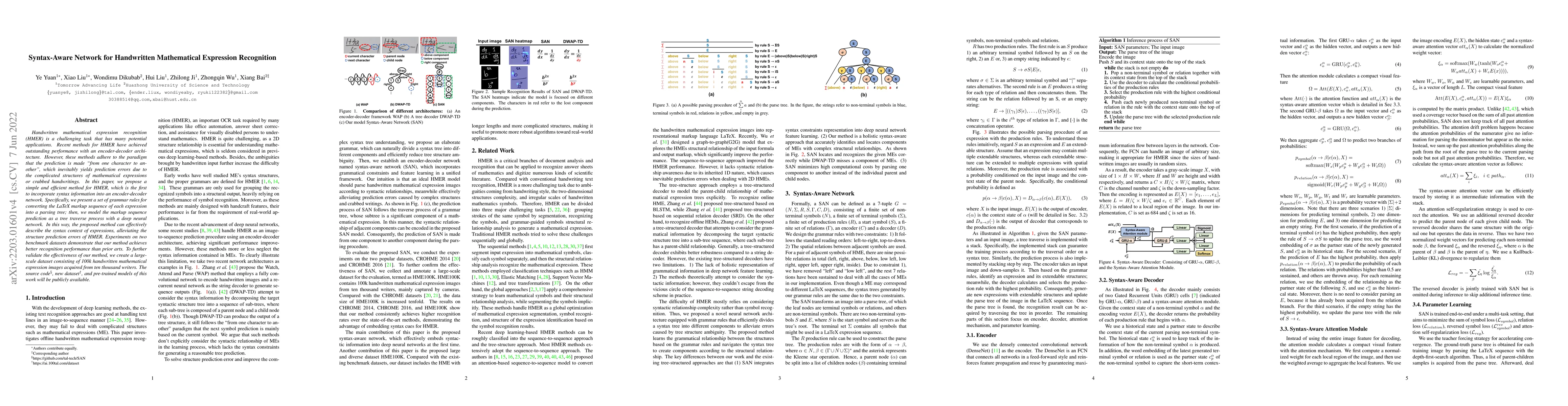 Thumbnail for Syntax-Aware Network for Handwritten Mathematical Expression Recognition