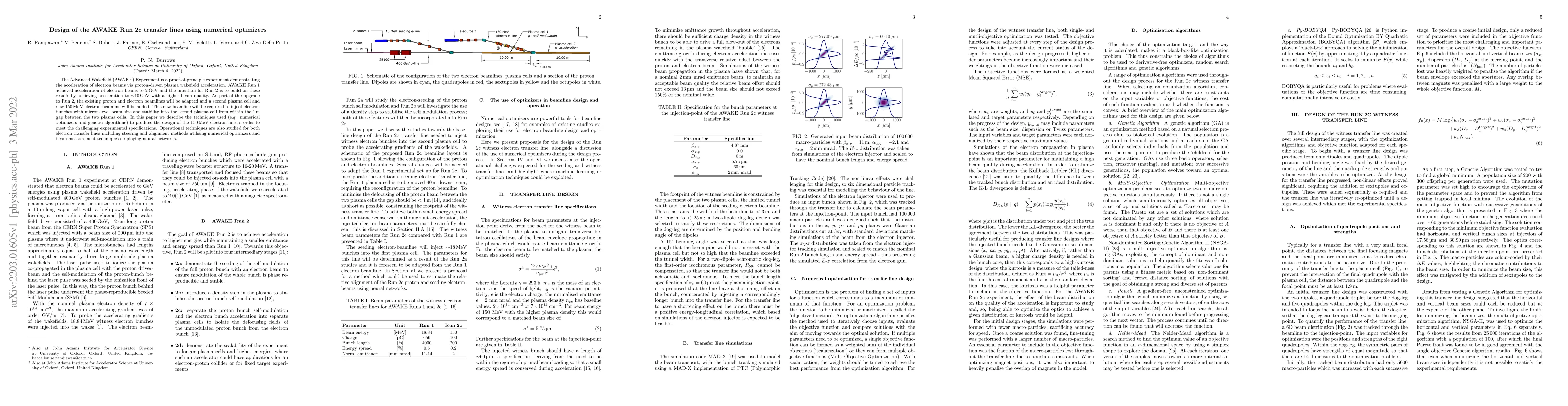 Thumbnail for Design of the AWAKE Run 2c transfer lines using numerical optimizers