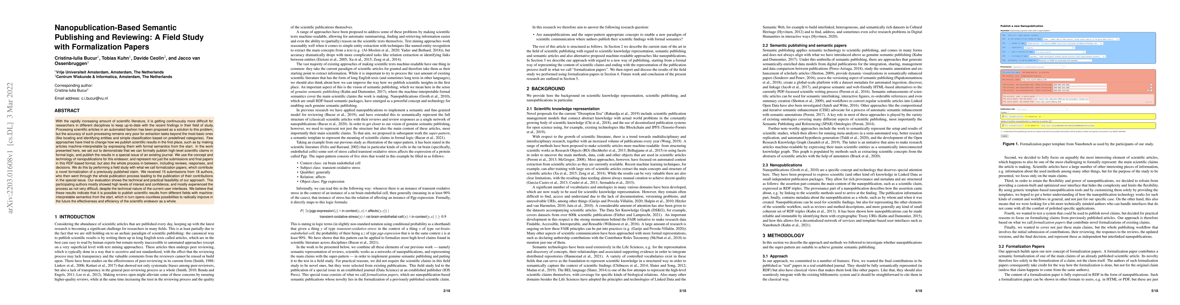 Thumbnail for Nanopublication-Based Semantic Publishing and Reviewing: A Field Study
  with Formalization Papers