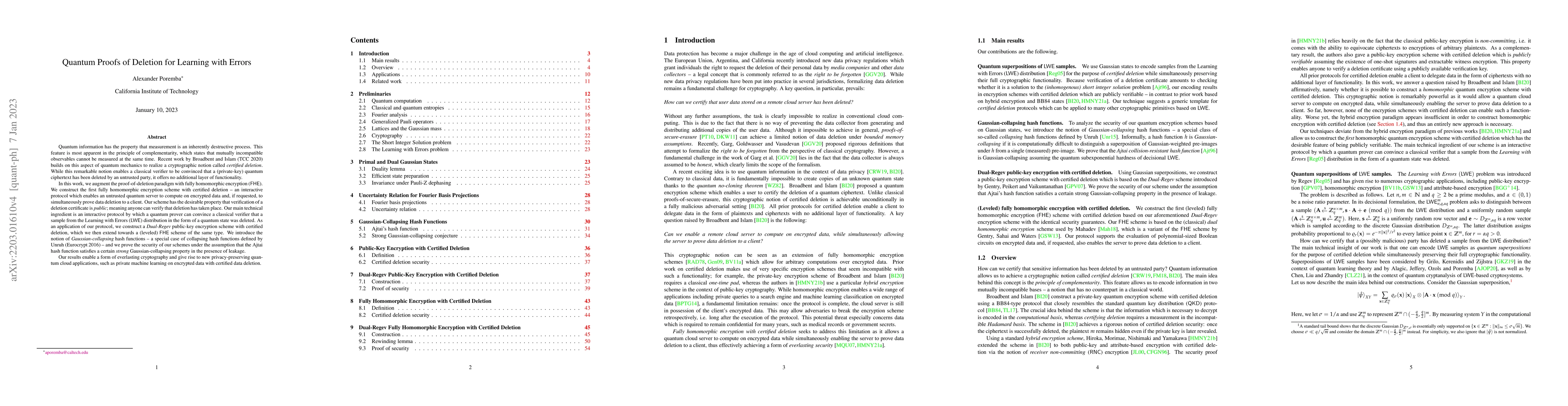 Thumbnail for Quantum Proofs of Deletion for Learning with Errors