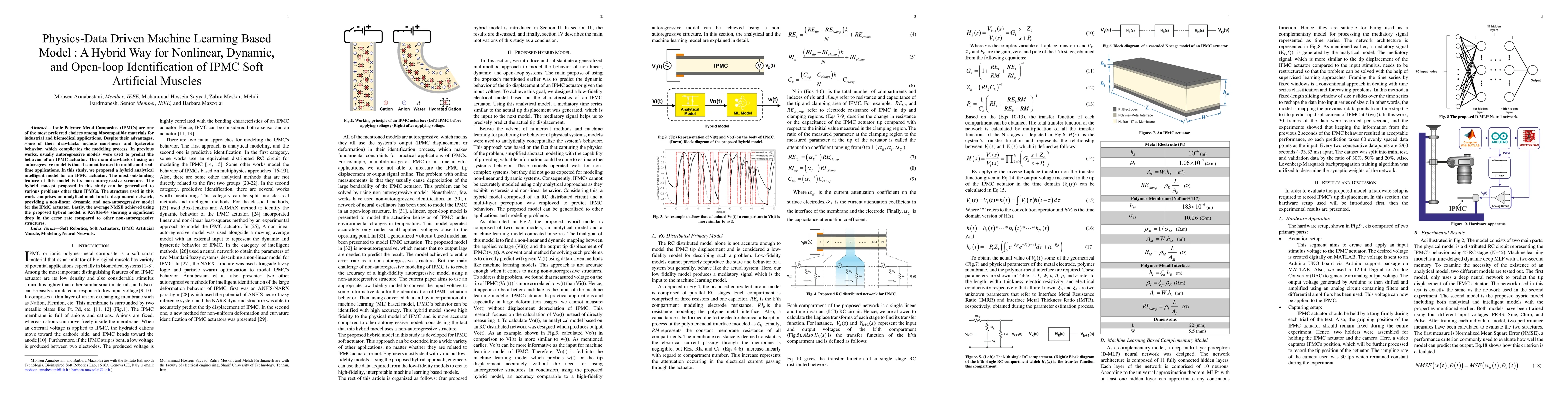 Thumbnail for Physics-Data Driven Machine Learning Based Model: A Hybrid Way for
  Nonlinear, Dynamic, and Open-loop Identification of IPMC Soft Artificial
  Muscles