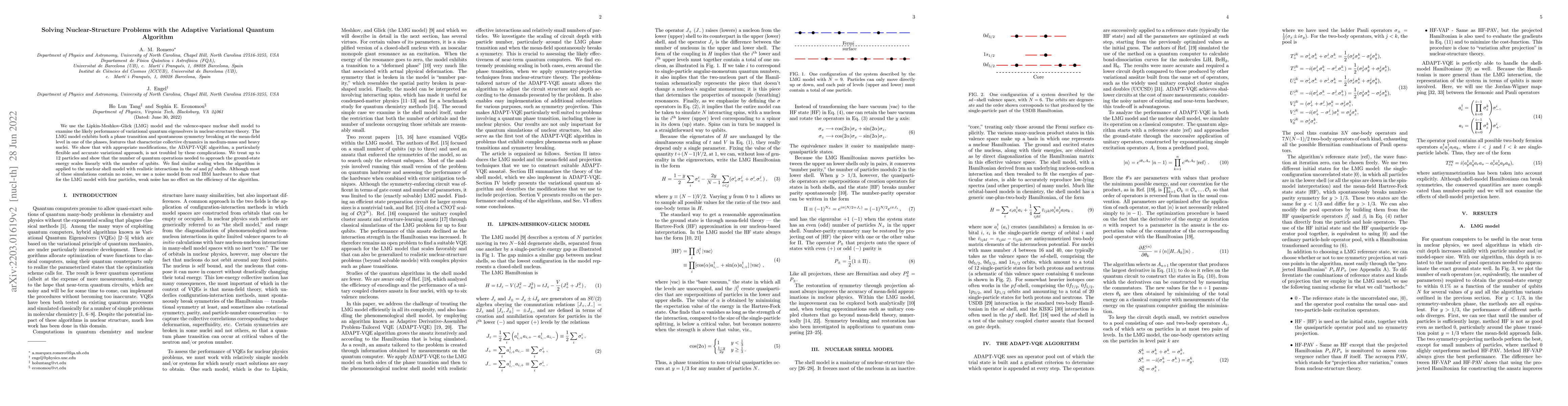 Thumbnail for Solving Nuclear Structure Problems with the Adaptive Variational Quantum
  Algorithm
