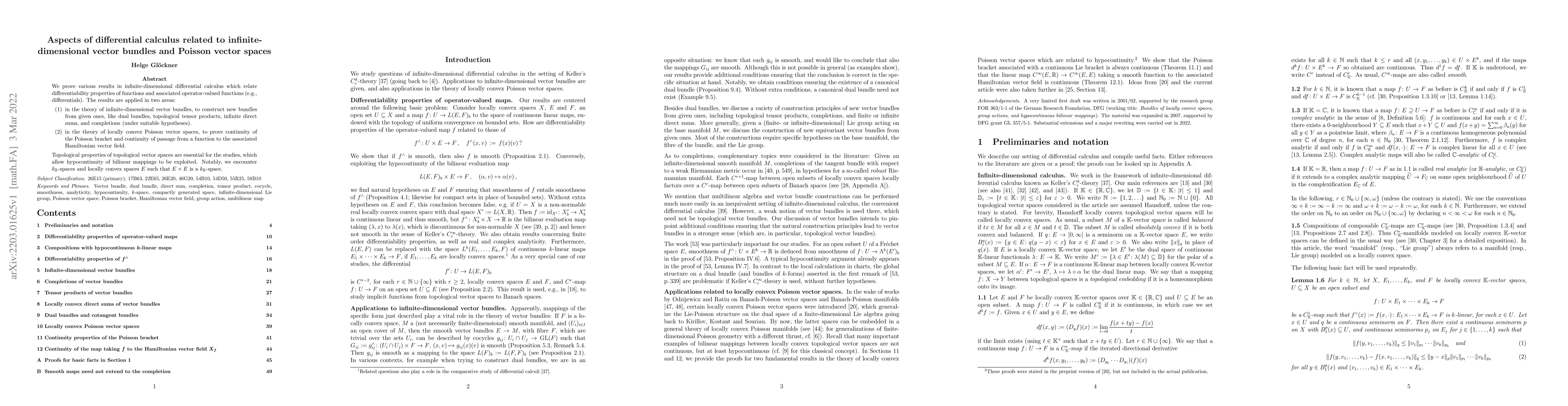 Thumbnail for Aspects of differential calculus related to infinite-dimensional vector
  bundles and Poisson vector spaces