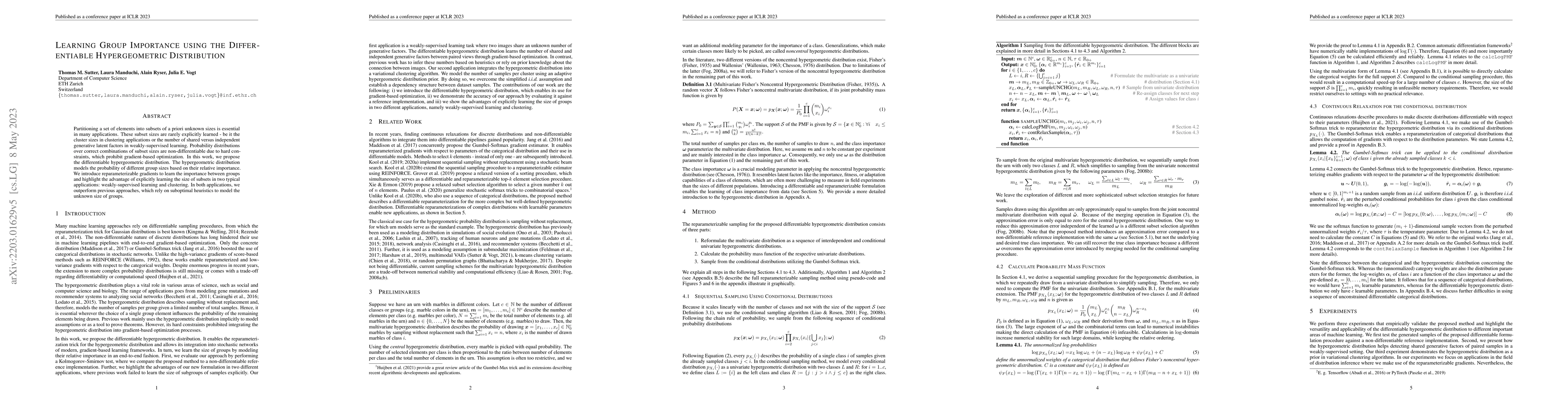 Thumbnail for Learning Group Importance using the Differentiable Hypergeometric
  Distribution