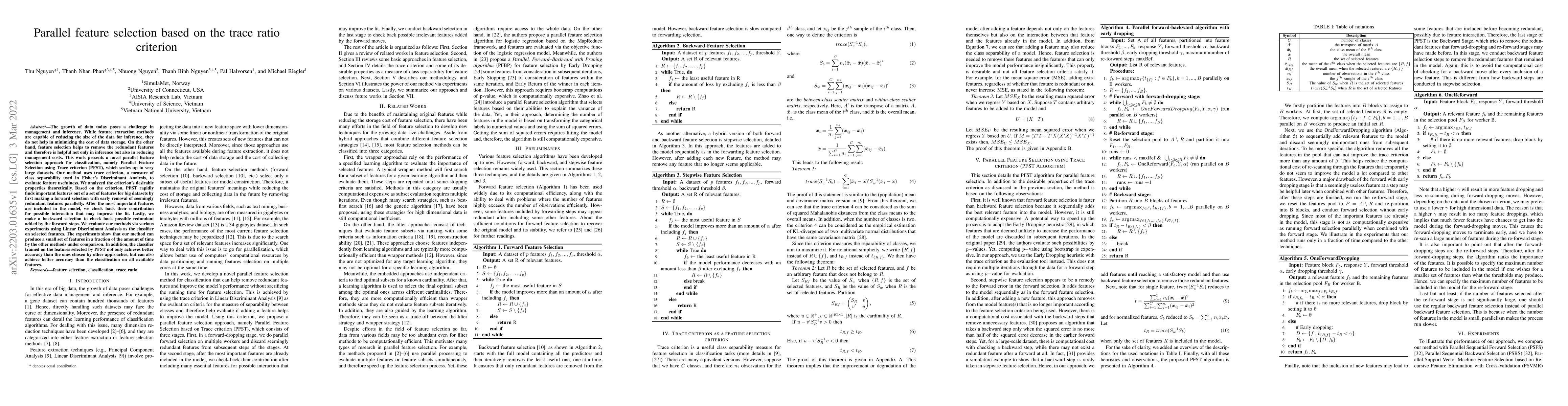 Thumbnail for Parallel feature selection based on the trace ratio criterion