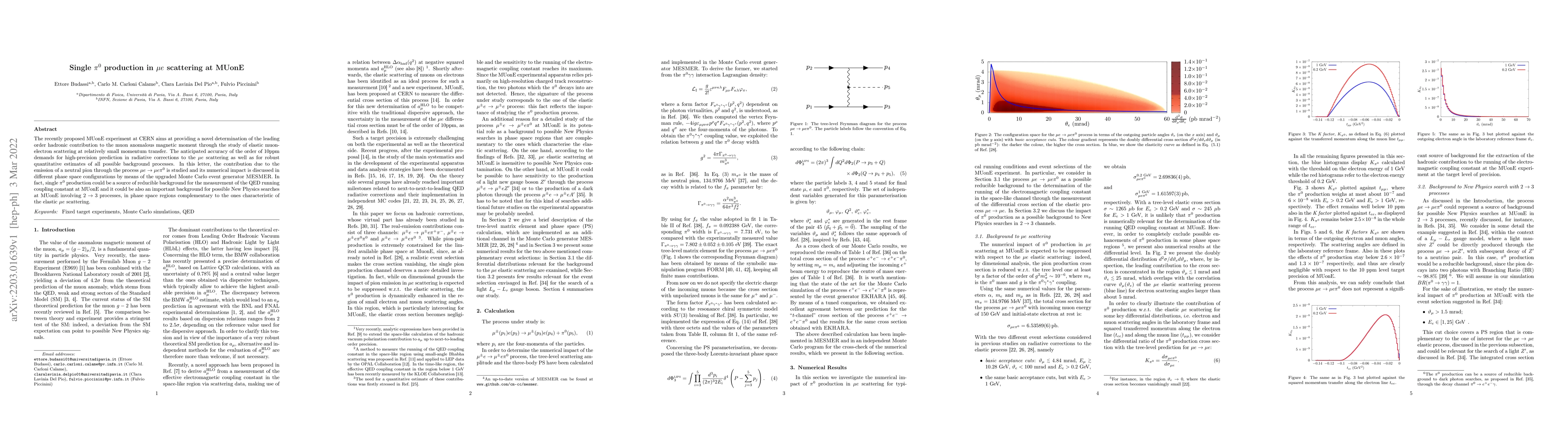 Thumbnail for Single $\pi^0$ production in $\mu e$ scattering at MUonE