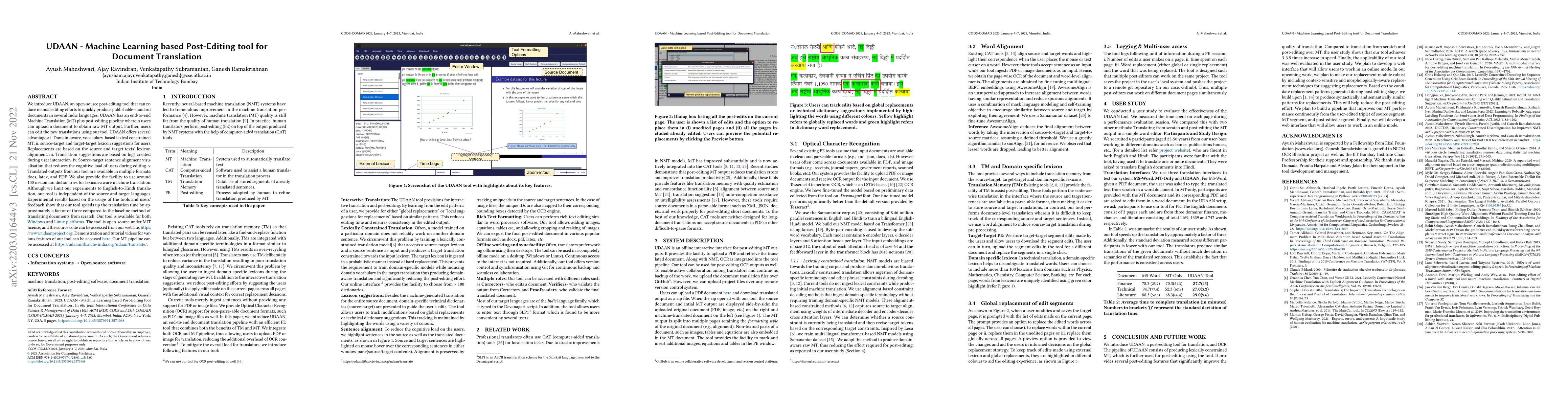 Thumbnail for UDAAN: Machine Learning based Post-Editing tool for Document Translation
