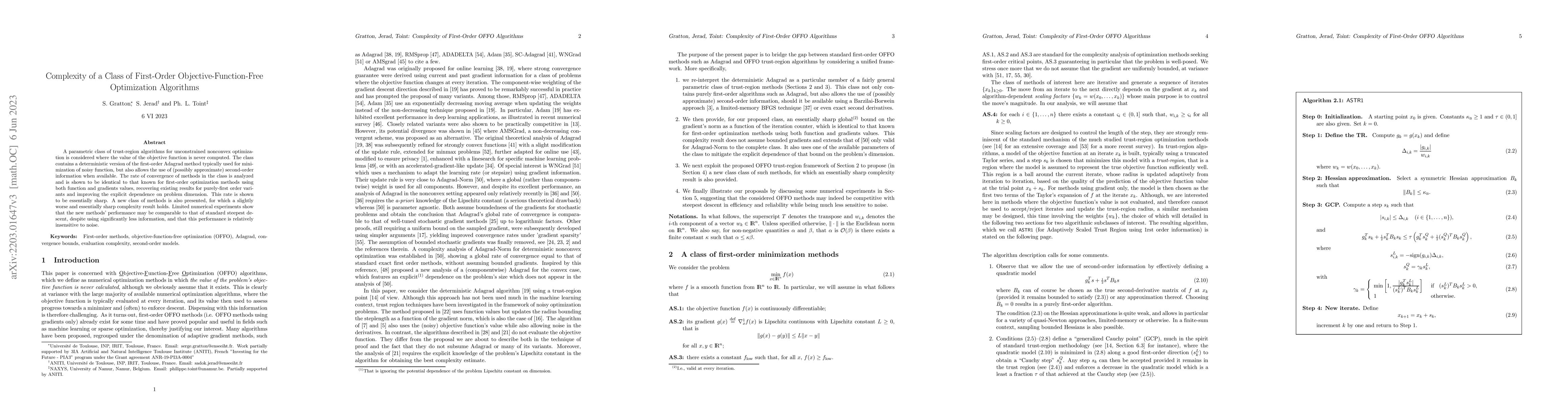 Thumbnail for Complexity of a Class of First-Order Objective-Function-Free
  Optimization Algorithms