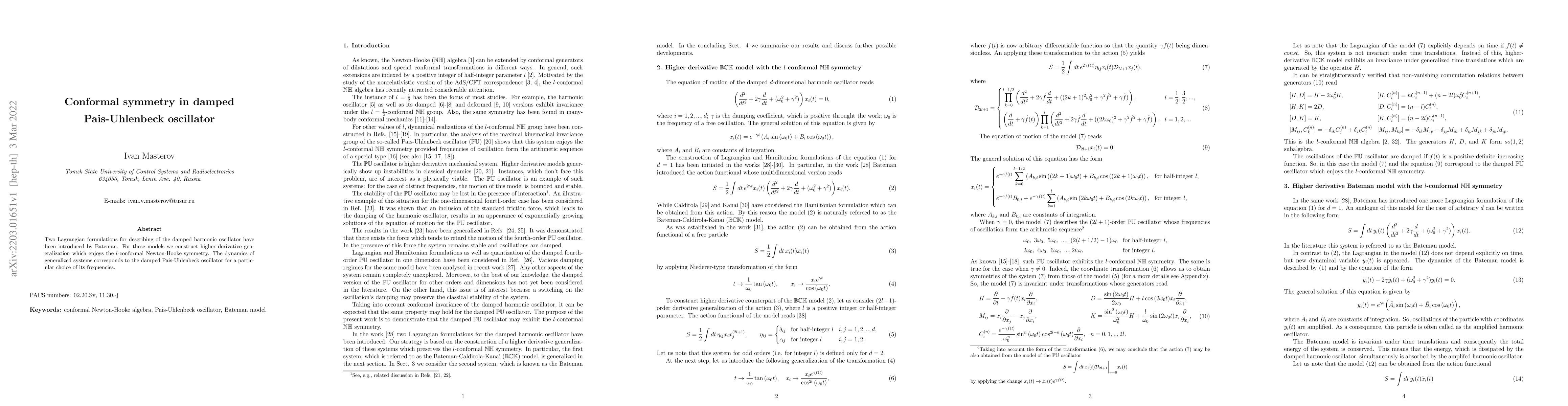 Thumbnail for Conformal symmetry in damped Pais-Uhlenbeck oscillator