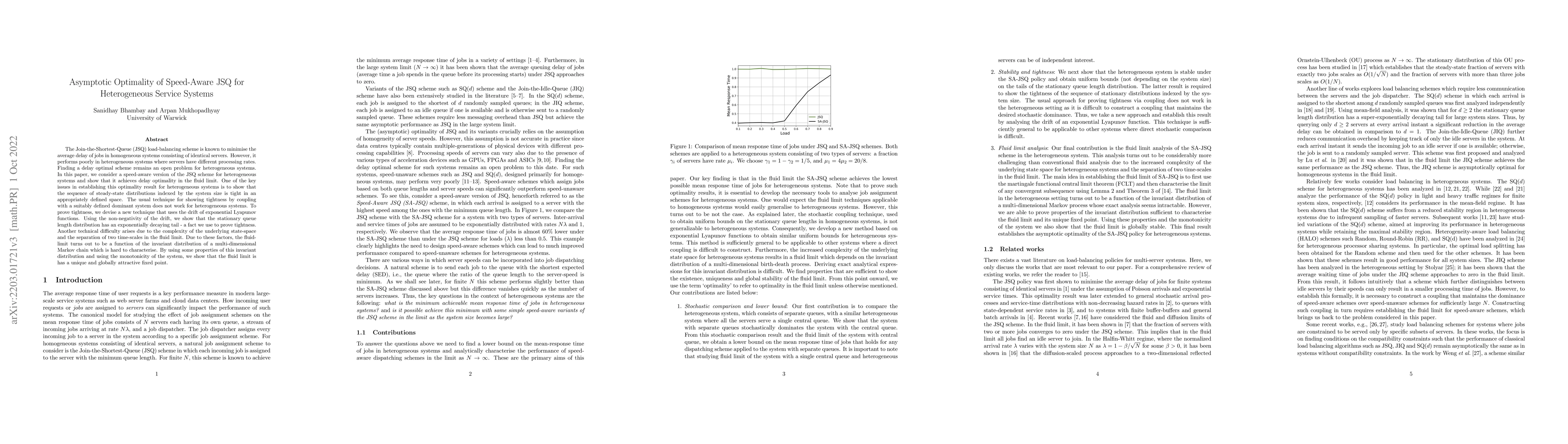 Thumbnail for Asymptotic Optimality of Speed-Aware JSQ for Heterogeneous Systems