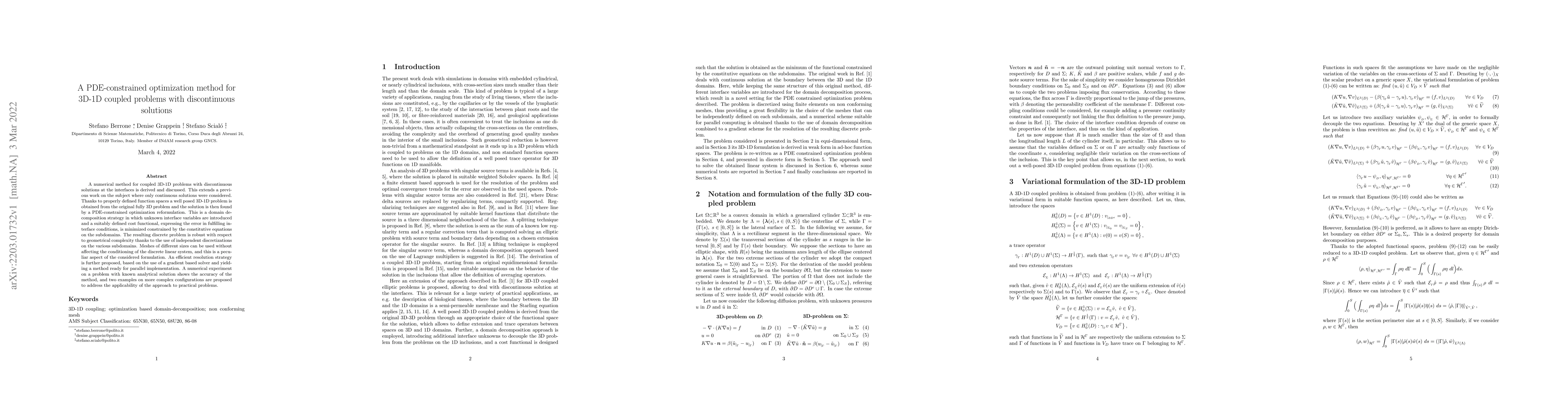 Thumbnail for A PDE-constrained optimization method for 3D-1D coupled problems with
  discontinuous solutions