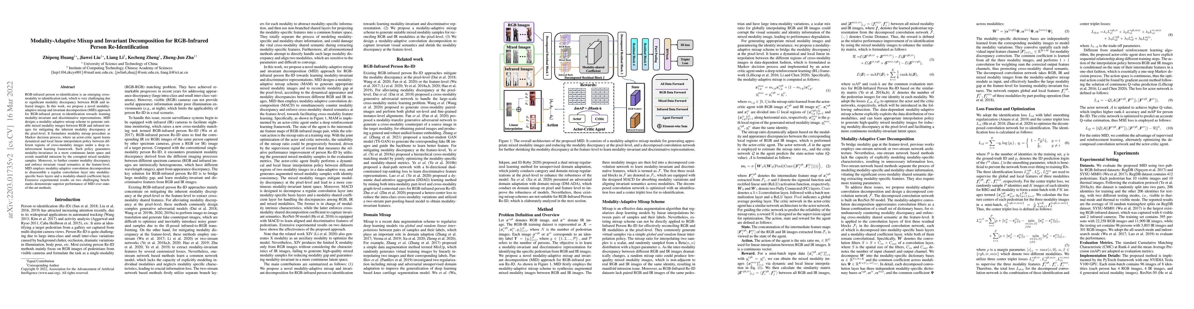 Thumbnail for Modality-Adaptive Mixup and Invariant Decomposition for RGB-Infrared
  Person Re-Identification