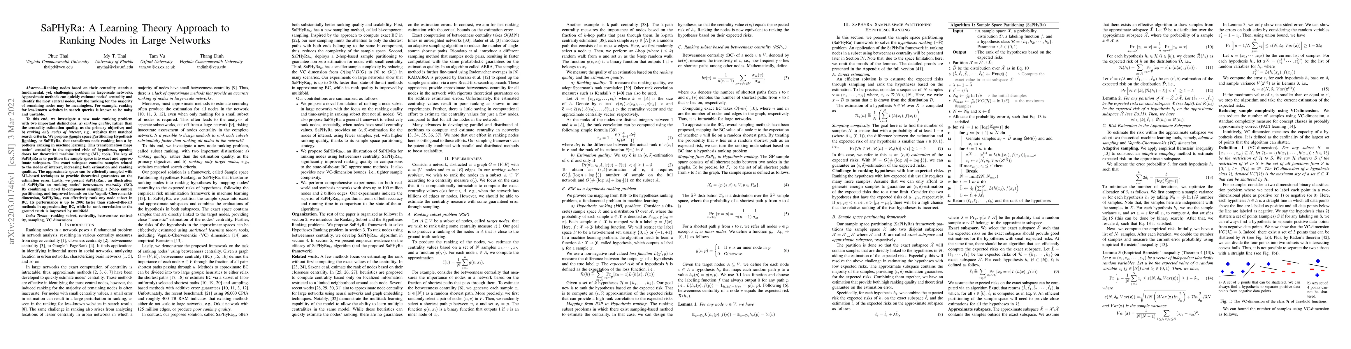 Thumbnail for SaPHyRa: A Learning Theory Approach to Ranking Nodes in Large Networks