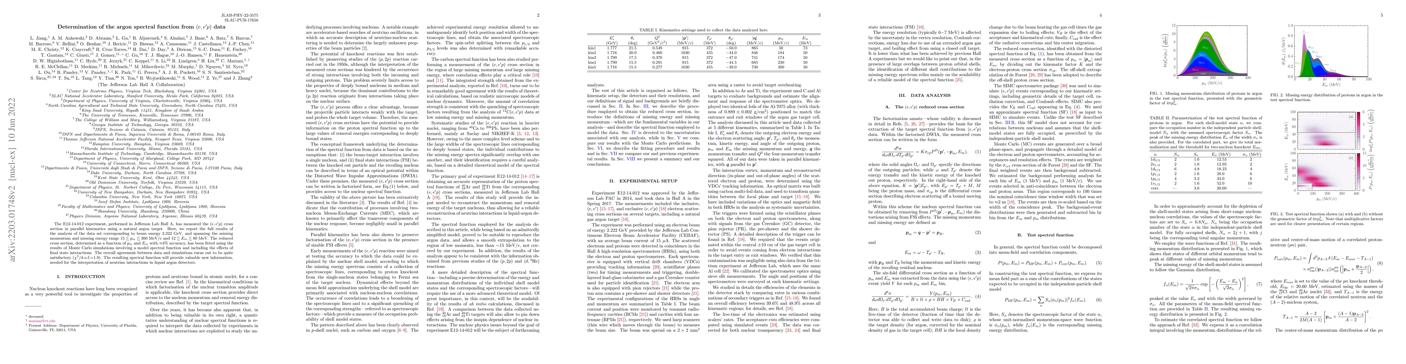 Thumbnail for Determination of the argon spectral function from (e,e'p) data