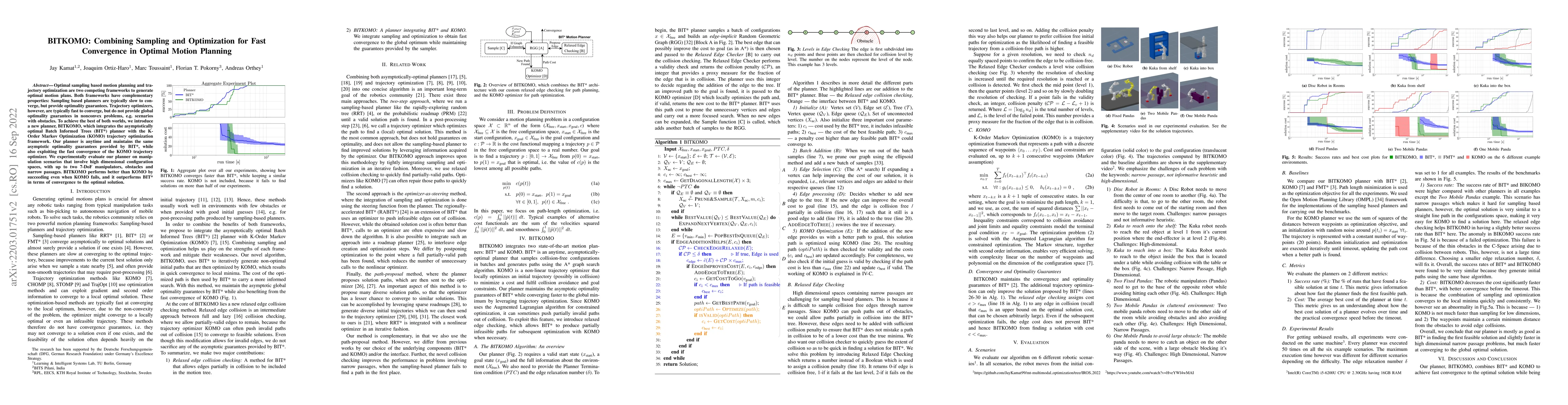 Thumbnail for BITKOMO: Combining Sampling and Optimization for Fast Convergence in
  Optimal Motion Planning