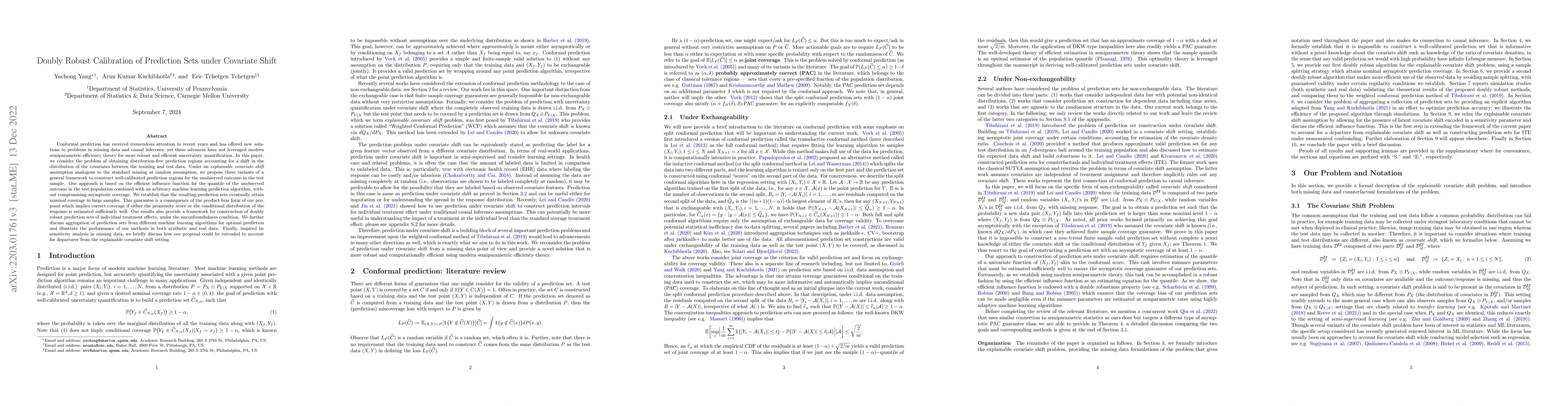Thumbnail for Doubly Robust Calibration of Prediction Sets under Covariate Shift