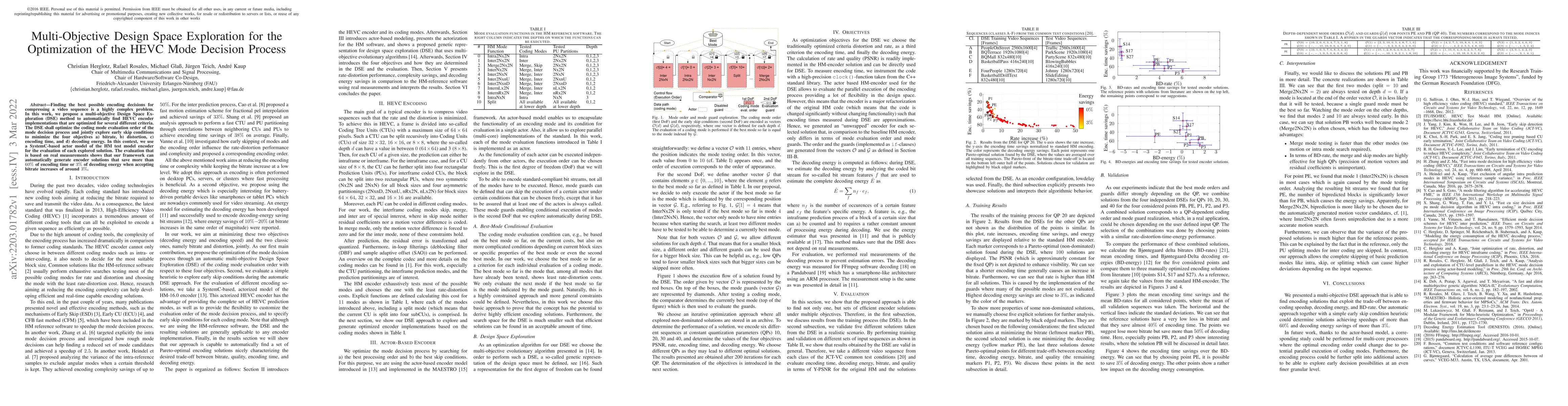 Thumbnail for Multi-Objective Design Space Exploration for the Optimization of the
  HEVC Mode Decision Process