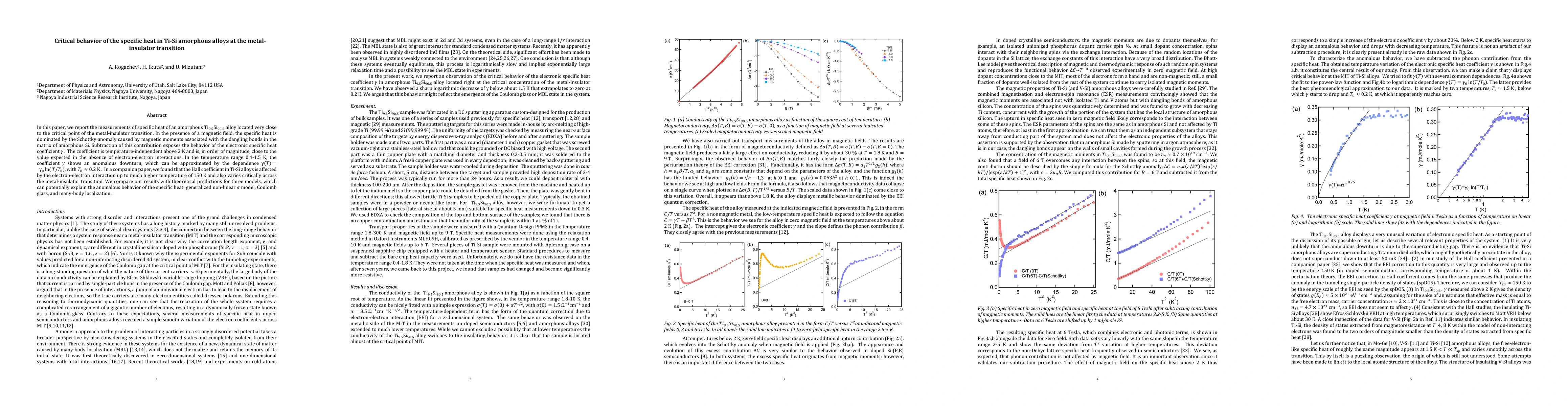 Thumbnail for Critical behavior of the specific heat in Ti-Si amorphous alloys at the
  metal-insulator transition