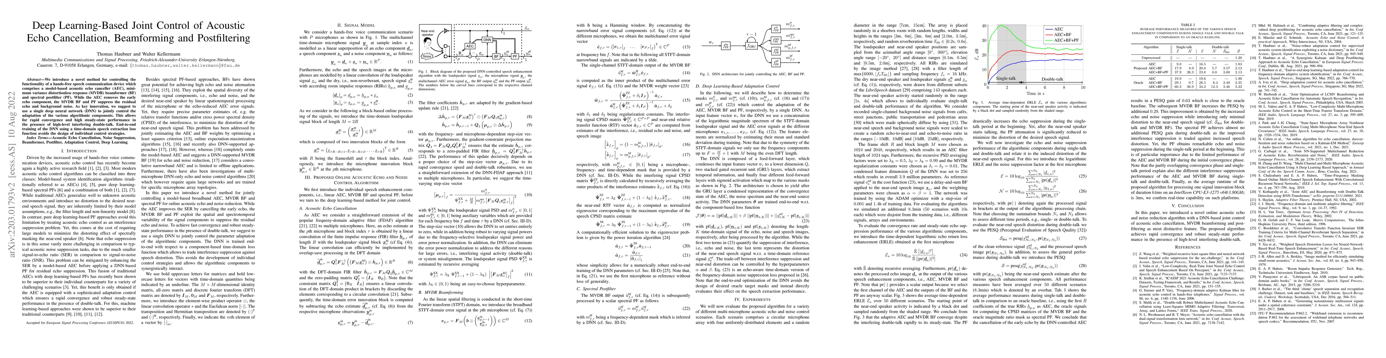 Thumbnail for Deep Learning-Based Joint Control of Acoustic Echo Cancellation,
  Beamforming and Postfiltering