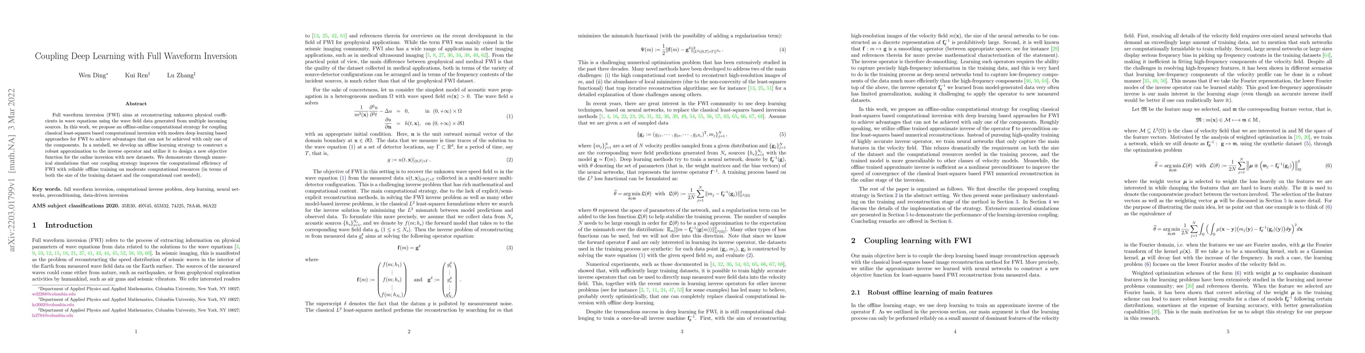 Thumbnail for Coupling Deep Learning with Full Waveform Inversion