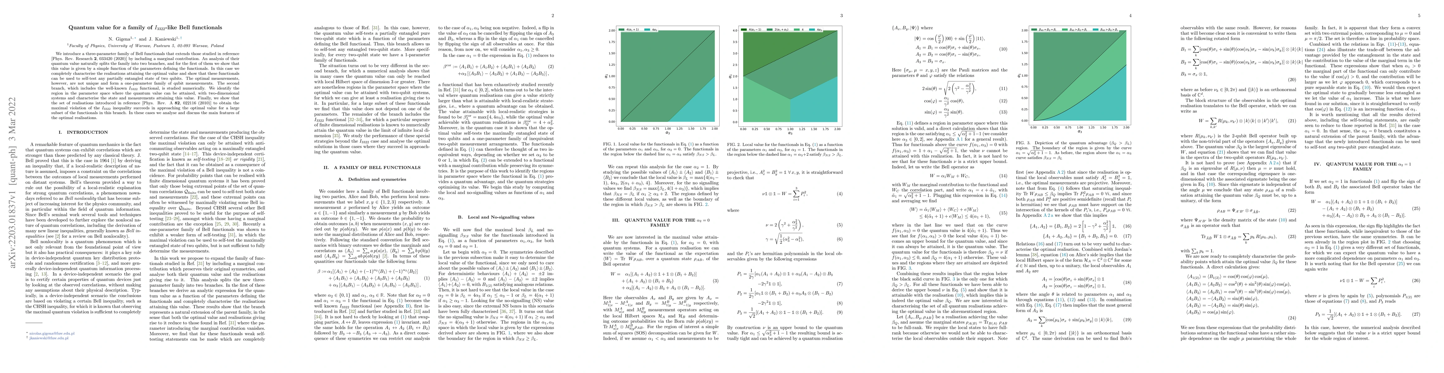 Thumbnail for Quantum value for a family of $I_{3322}$-like Bell functionals