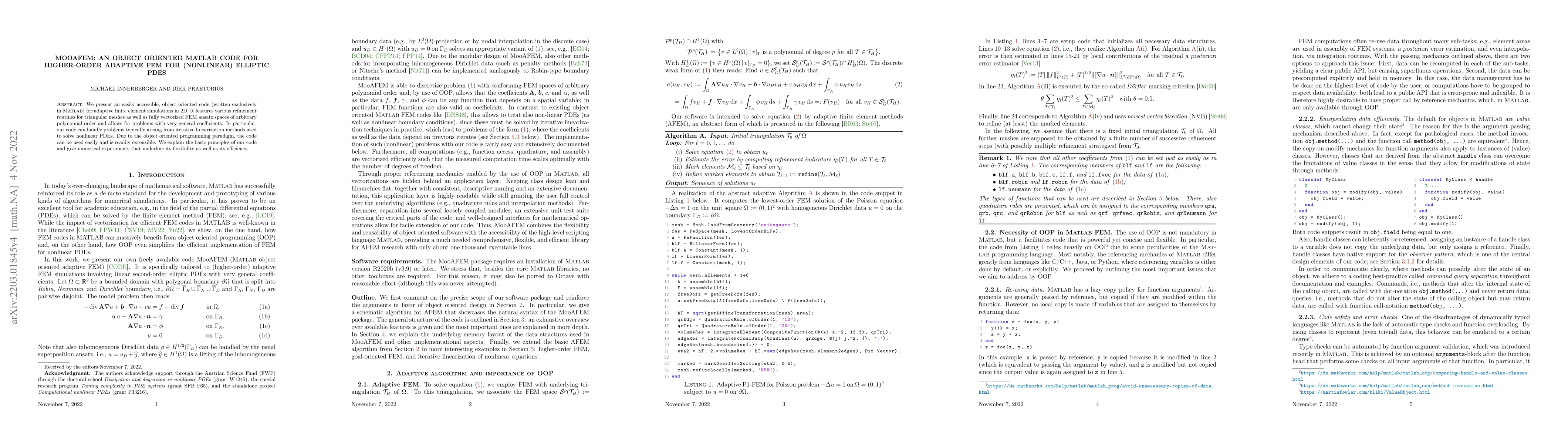 Thumbnail for MooAFEM: An object oriented Matlab code for higher-order adaptive FEM
  for (nonlinear) elliptic PDEs