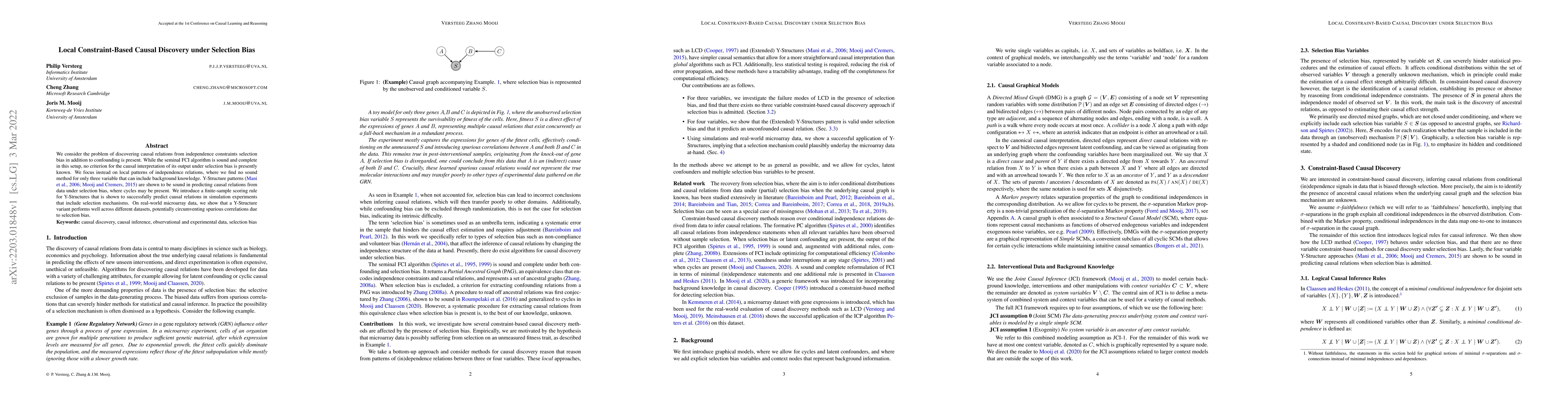 Thumbnail for Local Constraint-Based Causal Discovery under Selection Bias