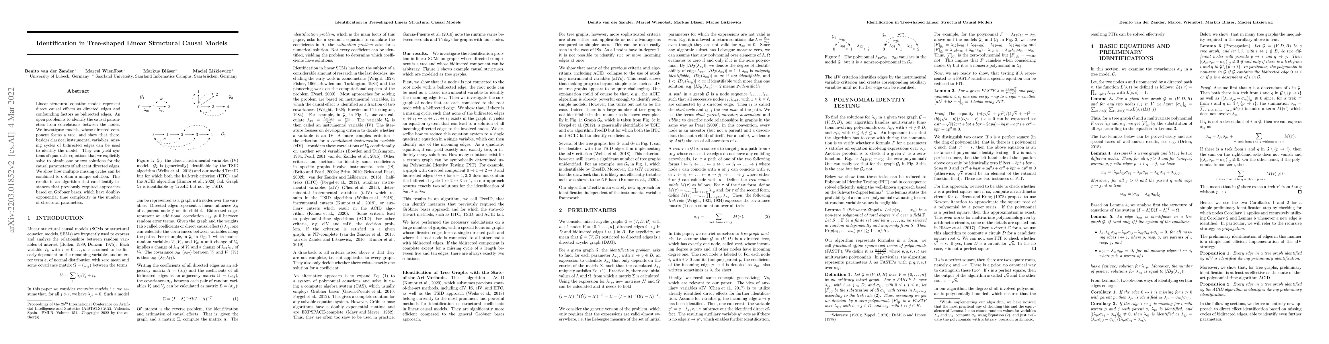 Thumbnail for Identification in Tree-shaped Linear Structural Causal Models