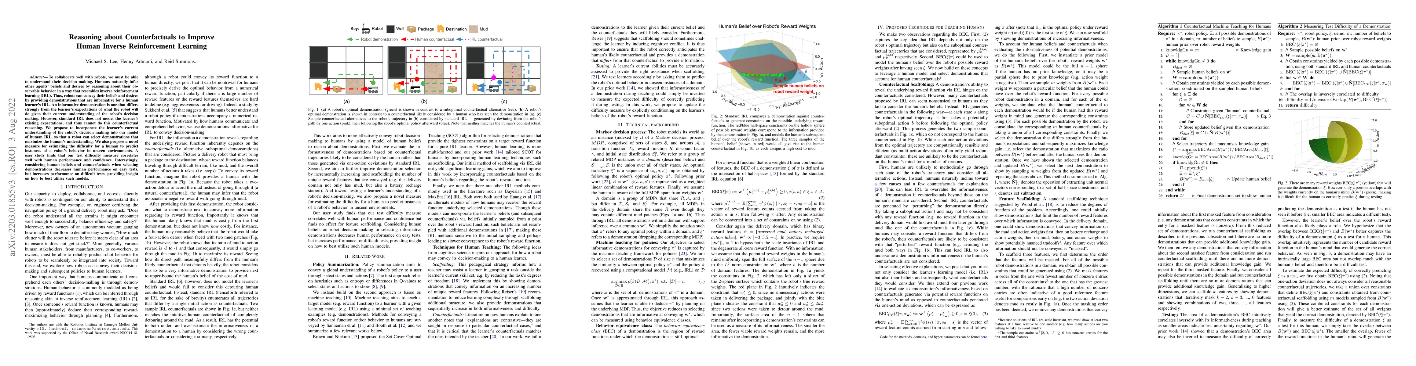 Thumbnail for Reasoning about Counterfactuals to Improve Human Inverse Reinforcement
  Learning