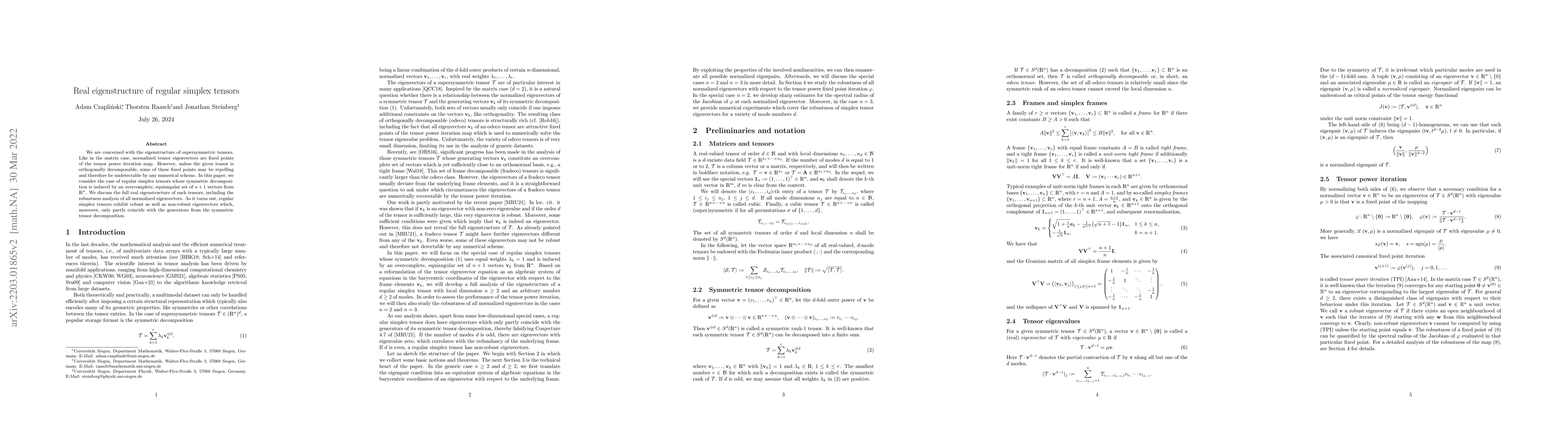 Thumbnail for Real eigenstructure of regular simplex tensors