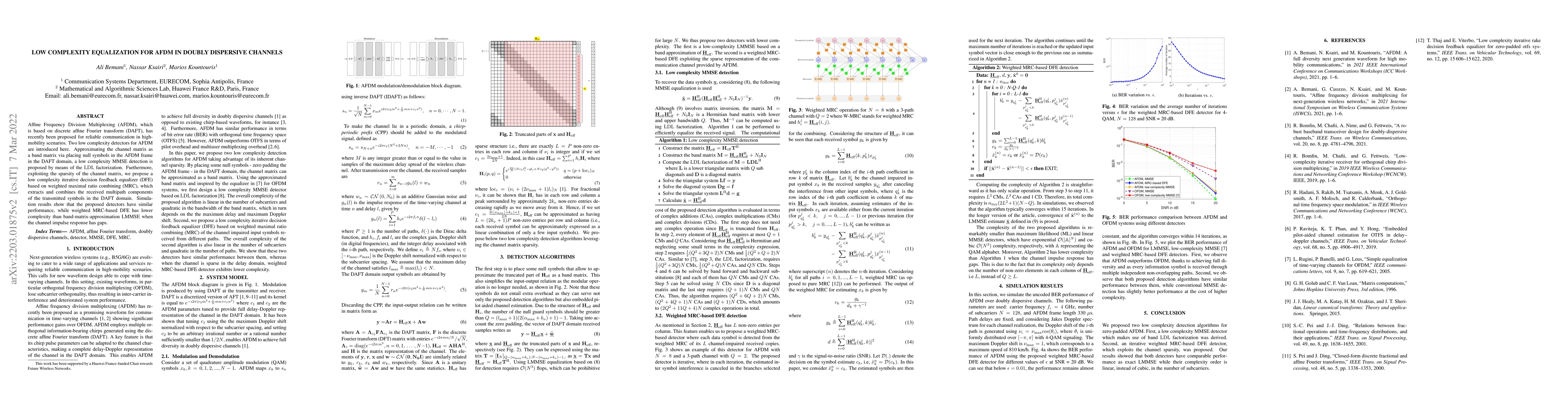 Thumbnail for Low complexity equalization for AFDM in doubly dispersive channels