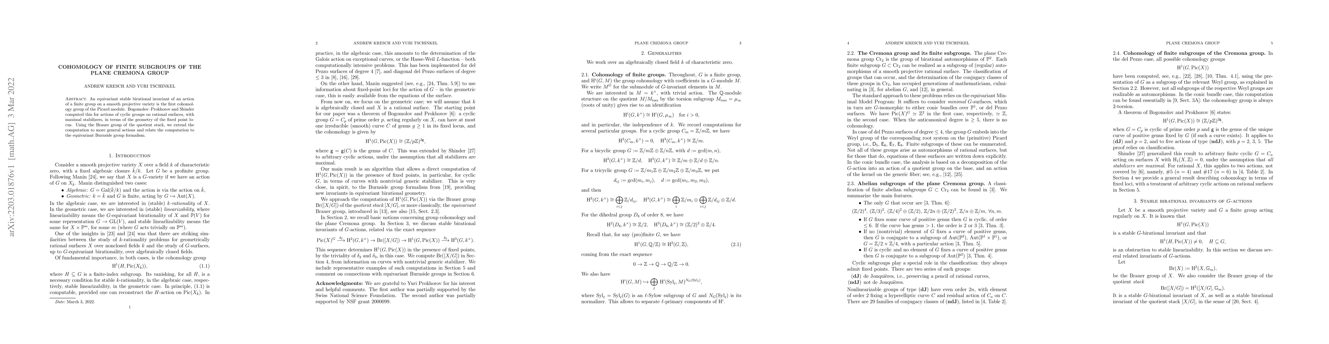Thumbnail for Cohomology of finite subgroups of the plane Cremona group