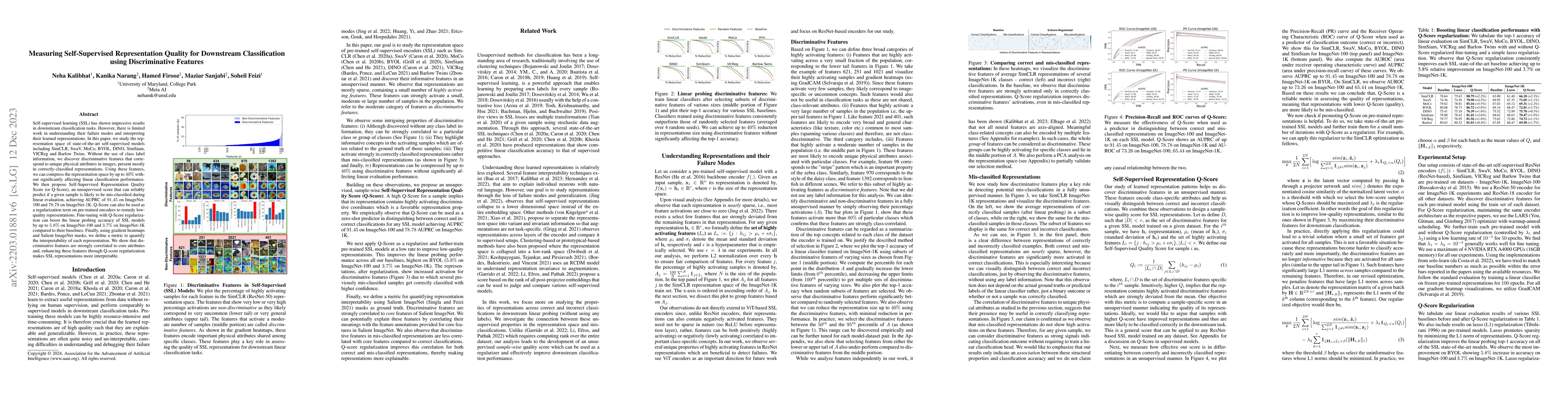 Thumbnail for Measuring Self-Supervised Representation Quality for Downstream
  Classification using Discriminative Features