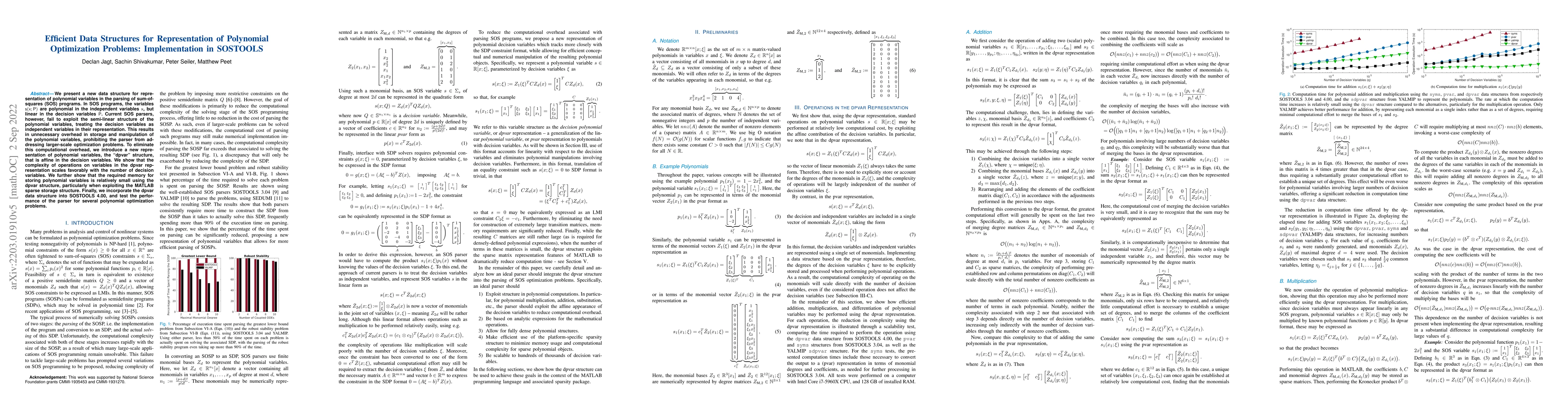 Thumbnail for Efficient Data Structures for Exploiting Sparsity and Structure in
  Representation of Polynomial Optimization Problems: Implementation in
  SOSTOOLS