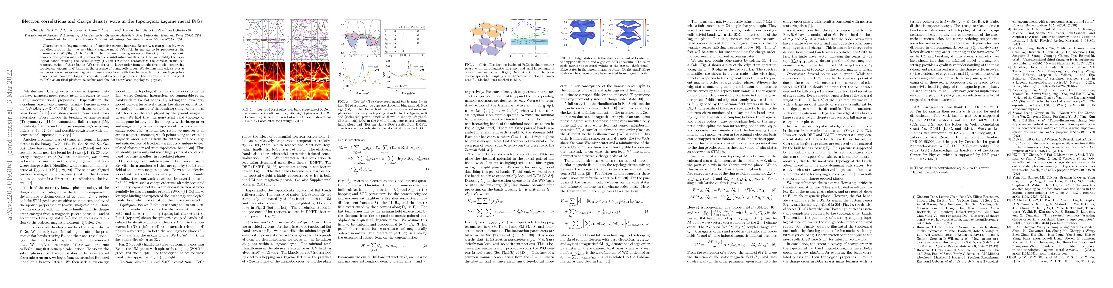 Thumbnail for Electron correlations and charge density wave in the topological kagome
  metal FeGe