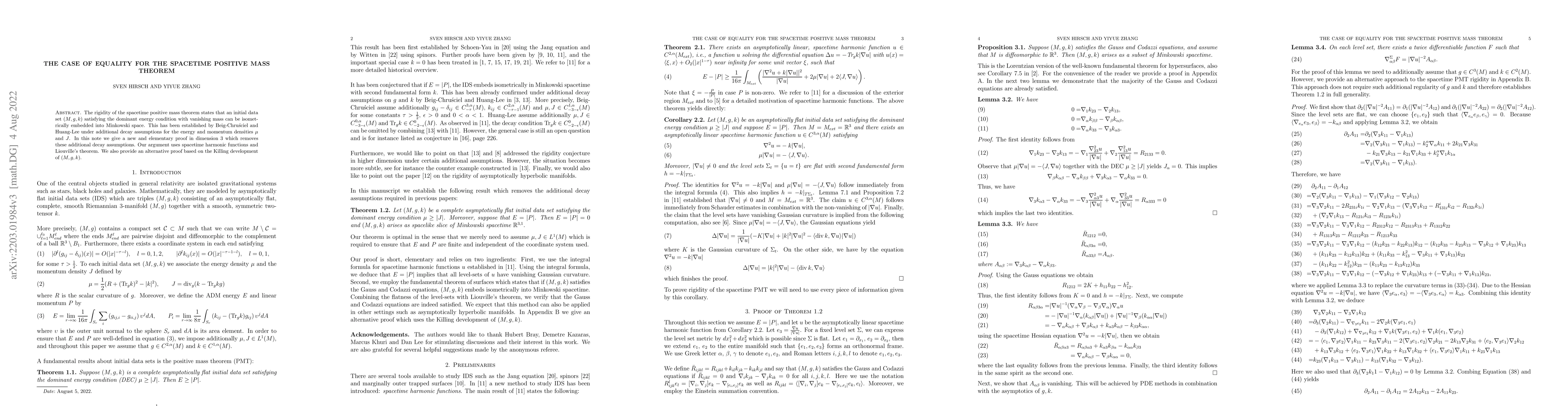 Thumbnail for The case of equality for the spacetime positive mass theorem
