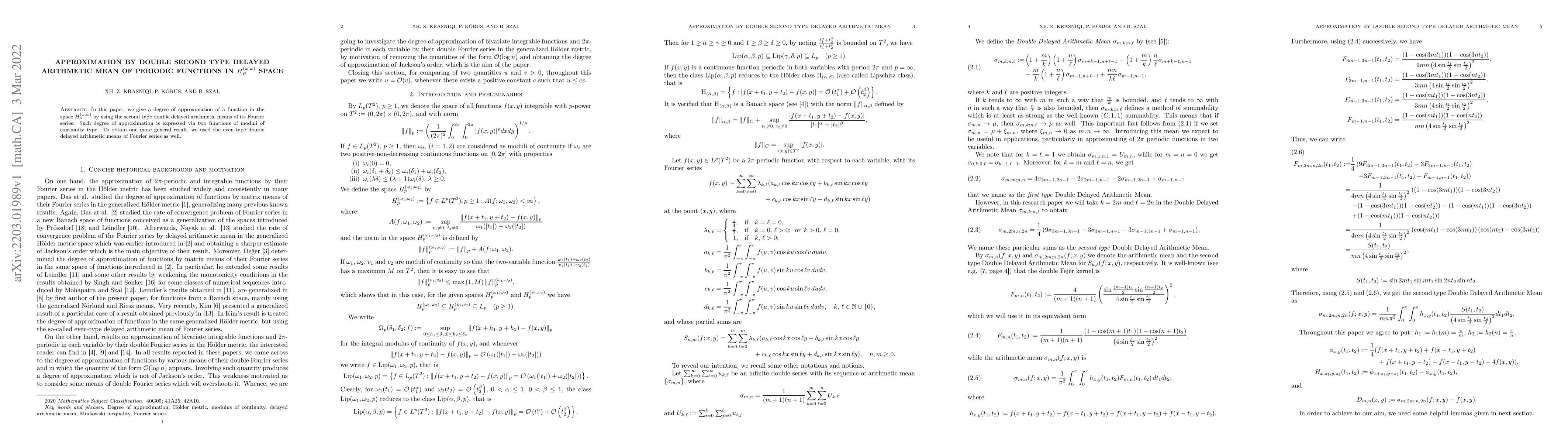Thumbnail for Approximation by double second type delayed arithmetic mean of periodic
  functions in $H_{p}^{(\omega, \omega)}$ space