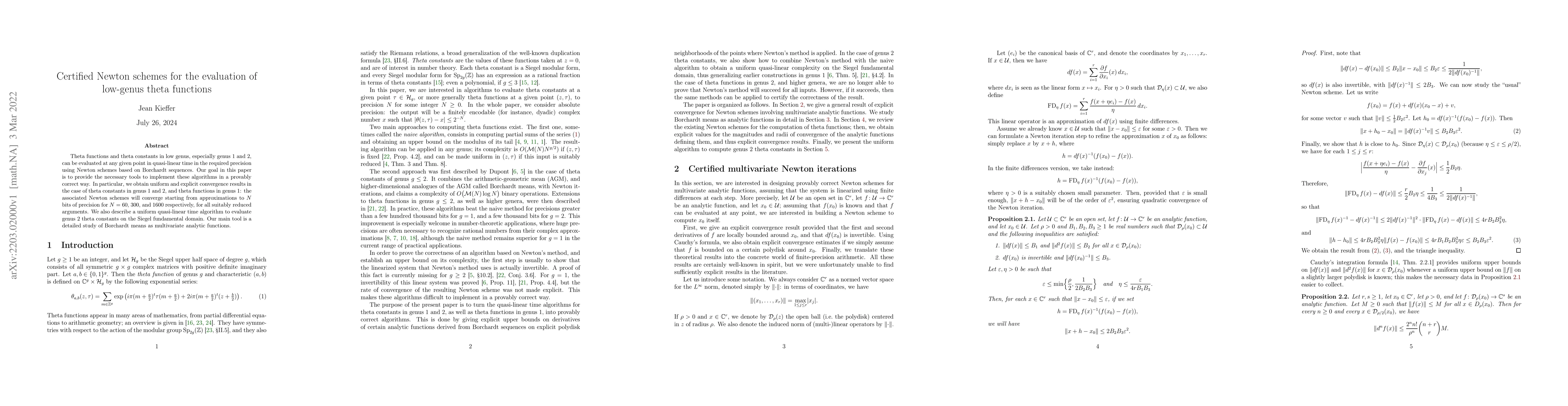 Thumbnail for Certified Newton schemes for the evaluation of low-genus theta functions
