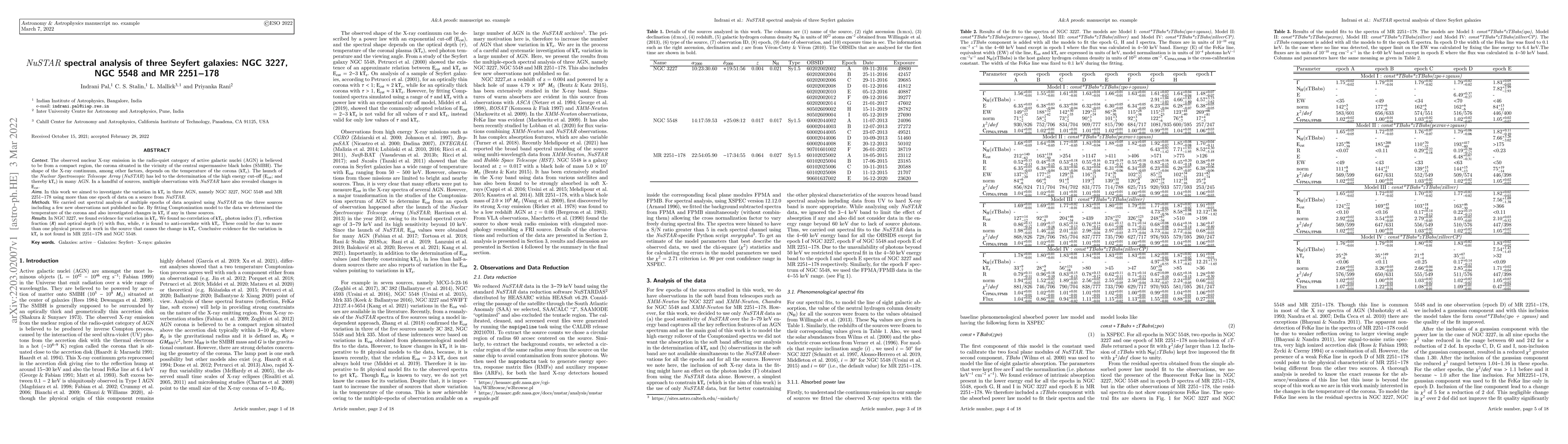 Thumbnail for NuSTAR spectral analysis of three Seyfert galaxies: NGC 3227, NGC 5548
  and MR 2251$-$178