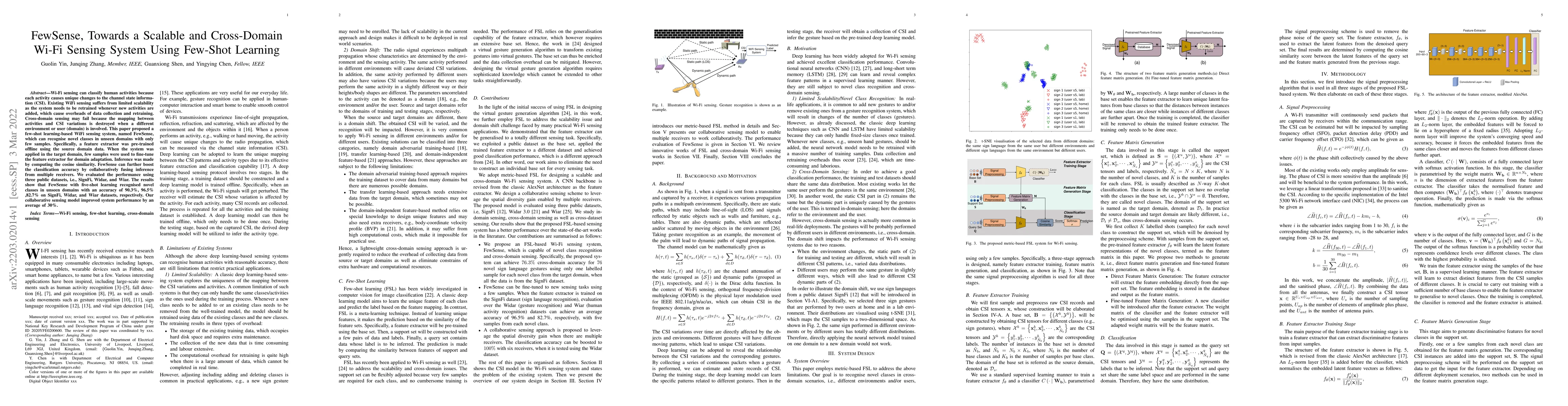 Thumbnail for FewSense, Towards a Scalable and Cross-Domain Wi-Fi Sensing System Using
  Few-Shot Learning