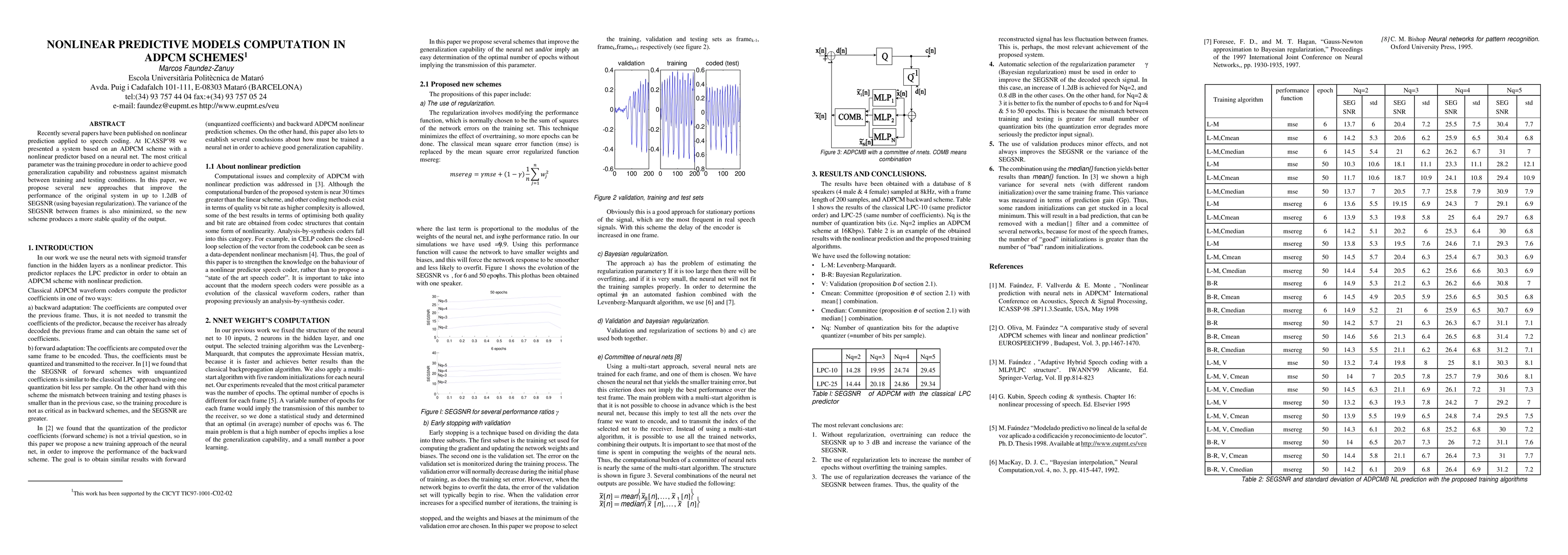 Thumbnail for Nonlinear predictive models computation in ADPCM schemes