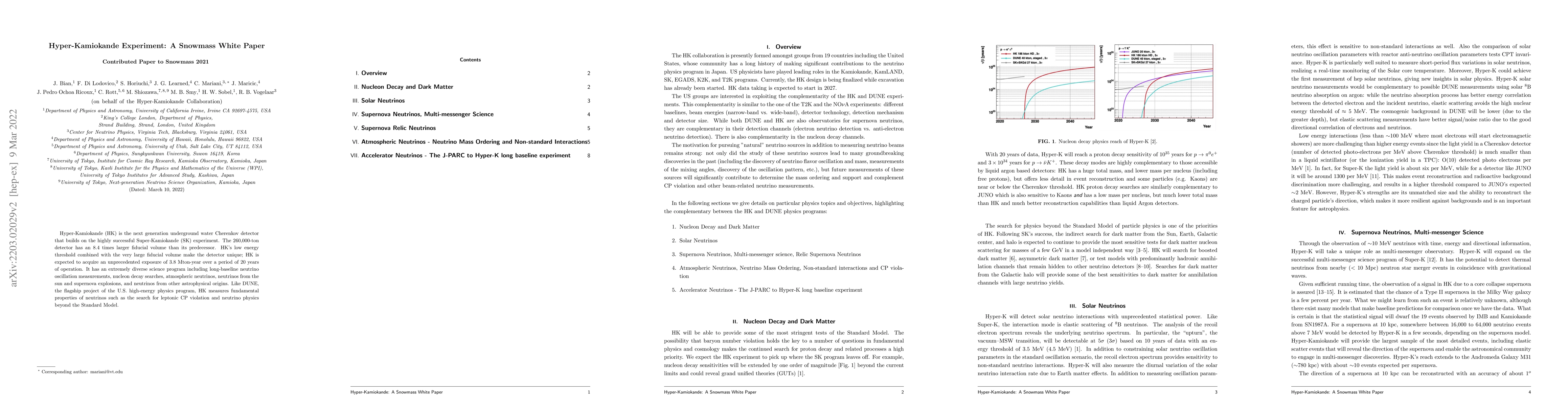 Thumbnail for Hyper-Kamiokande Experiment: A Snowmass White Paper