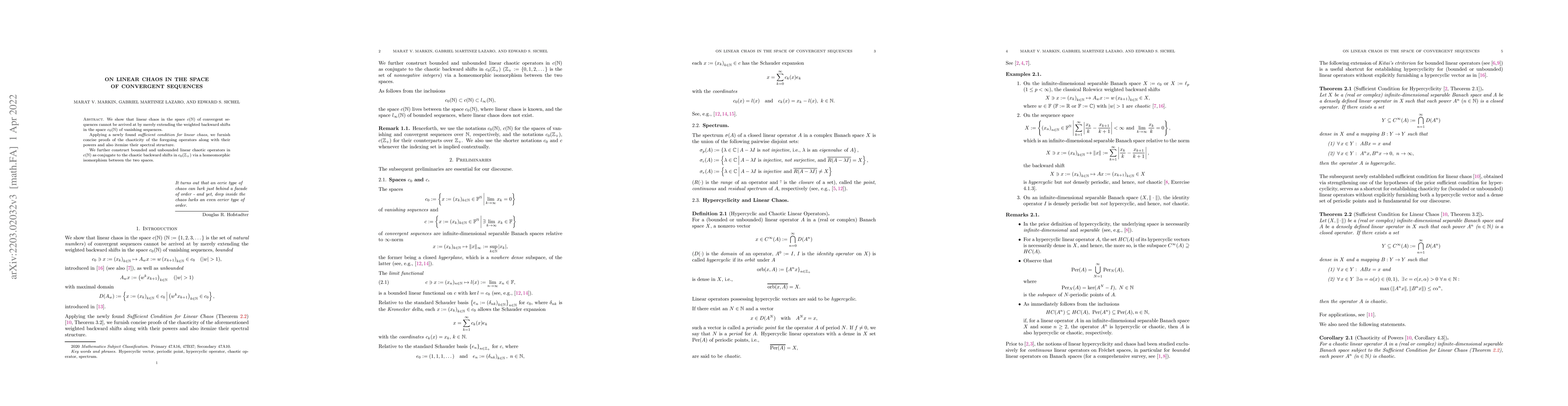 Thumbnail for On linear chaos in the space of convergent sequences