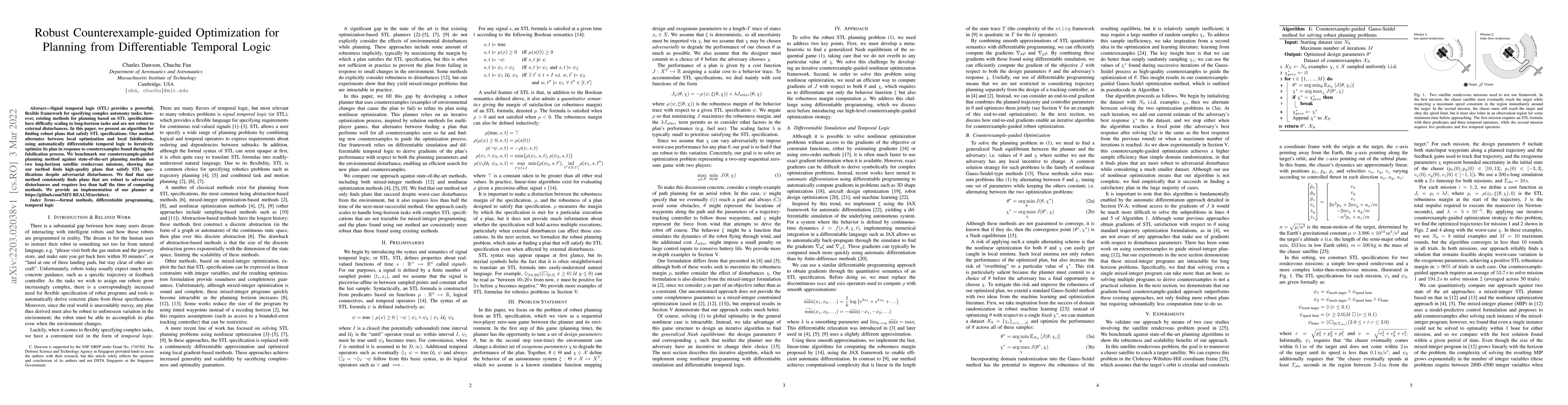 Thumbnail for Robust Counterexample-guided Optimization for Planning from
  Differentiable Temporal Logic