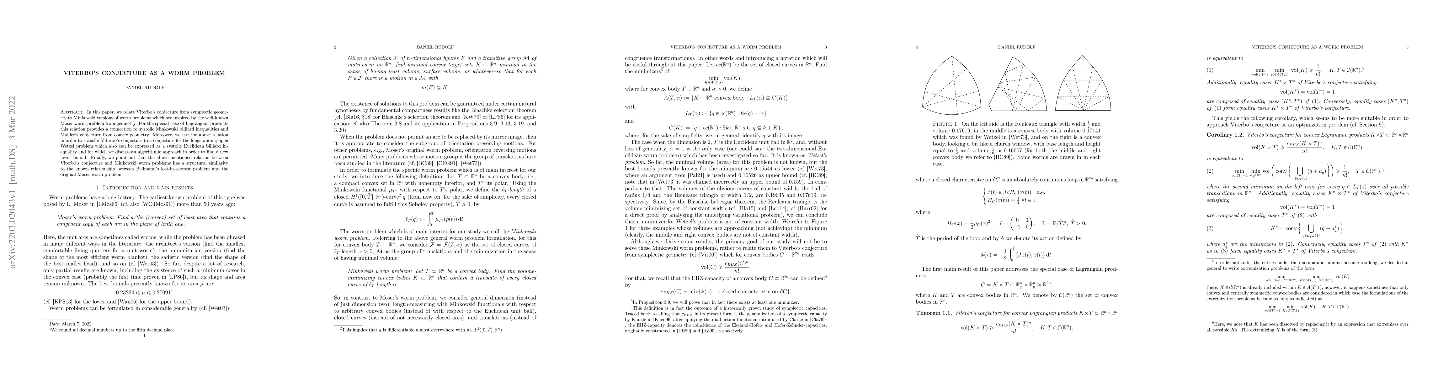 Thumbnail for Viterbo's conjecture as a worm problem